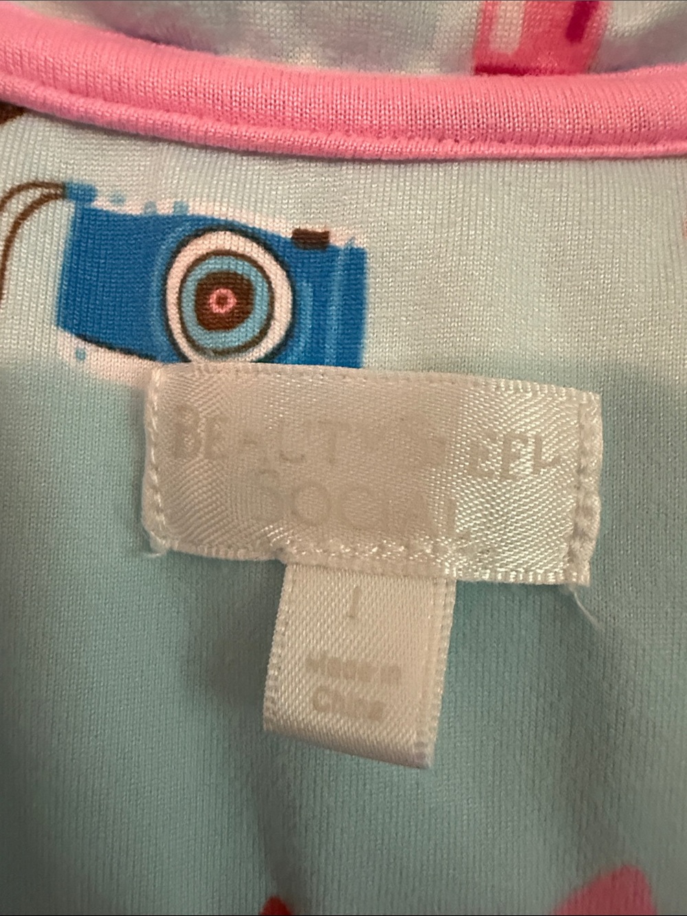 Women’s Light Blue Printed Short PJ Set with Pink Trim - Picture 2 of 8